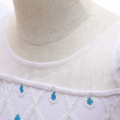 Frozen 2 Girls Elsa Princess Knee Length Tulle Cosplay Costume Dresses with Cape For Party Holidays