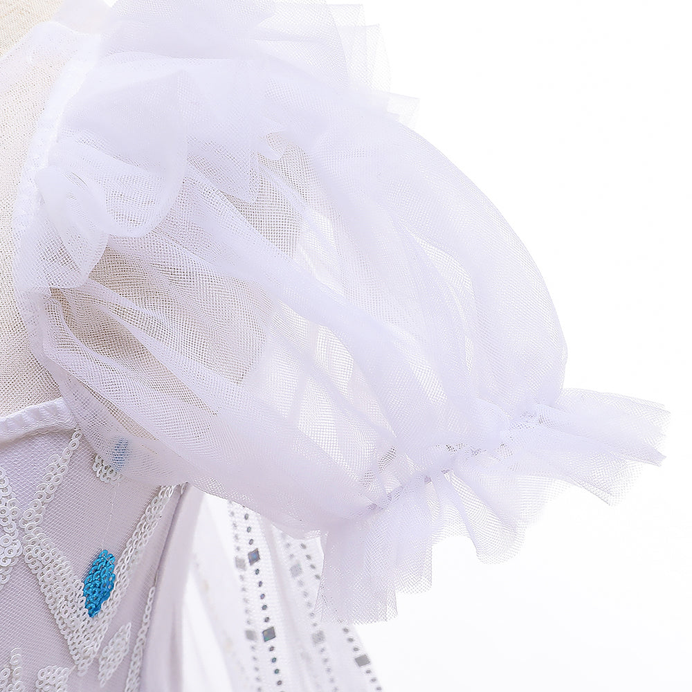 Frozen 2 Girls Elsa Princess Knee Length Tulle Cosplay Costume Dresses with Cape For Party Holidays