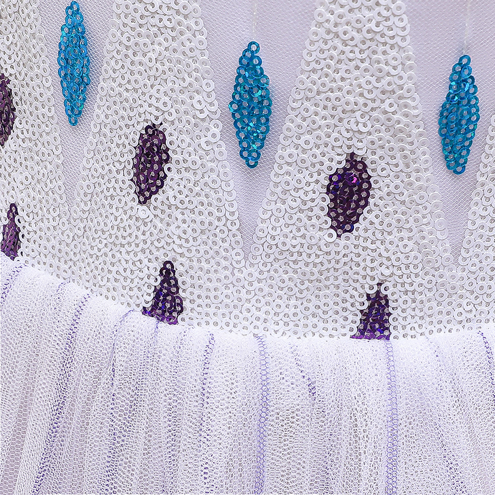 Frozen 2 Girls Elsa Princess Knee Length Tulle Cosplay Costume Dresses with Cape For Party Holidays