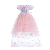Frozen Princess Sequins Elsa Dress Costume With Cape For Girls Cosplay Party