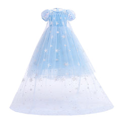Frozen Princess Sequins Elsa Dress Costume With Cape For Girls Cosplay Party