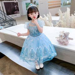 Frozen Princess Elsa Dress Girl Costume Dresses For Cosplay Party Birthday Holiday