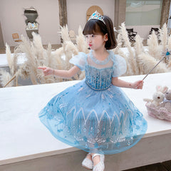 Frozen Princess Elsa Dress Girl Costume Dresses For Cosplay Party Birthday Holiday