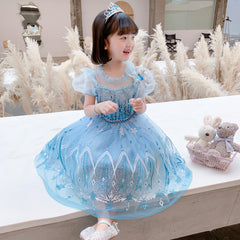 Frozen Princess Elsa Dress Girl Costume Dresses For Cosplay Party Birthday Holiday