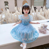Frozen Princess Elsa Dress Girl Costume Dresses For Cosplay Party Birthday Holiday