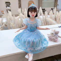 Frozen Princess Elsa Dress Girl Costume Dresses For Cosplay Party Birthday Holiday