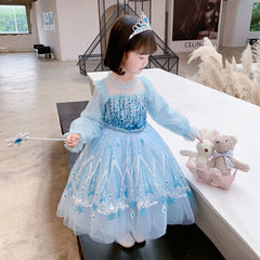 Frozen Princess Elsa Dress Girl Costume Dresses For Cosplay Party Birthday Holiday