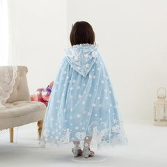 Frozen Fur Princess Hooded Cape Cloak Elsa costume for Girl Dress Up Cosplay Party