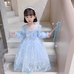 Frozen Princess Elsa Dress Birthday Girl Costume Dresses For Cosplay Party Holiday