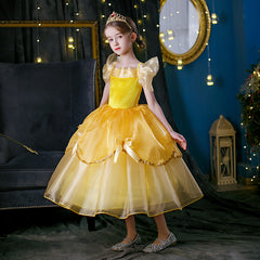 New Girl Costume Dresses Belle Lace Up Princess Cosplay Party Holiday Birthday Fancy