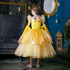 New Girl Costume Dresses Belle Lace Up Princess Cosplay Party Holiday Birthday Fancy