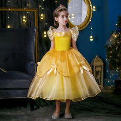 New Girl Costume Dresses Belle Lace Up Princess Cosplay Party Holiday Birthday Fancy