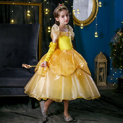 New Girl Costume Dresses Belle Lace Up Princess Cosplay Party Holiday Birthday Fancy