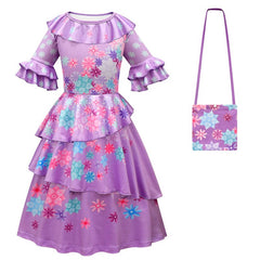 New Encanto Isabela Inspired Party Cosplay Girl Costume Dresses With Bag