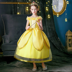 New Girl Costume Dresses Belle Princess Cosplay Lace Up Birthday Party Holiday Fancy