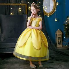 New Girl Costume Dresses Belle Princess Cosplay Lace Up Birthday Party Holiday Fancy