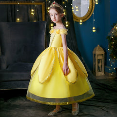New Girl Costume Dresses Belle Princess Cosplay Lace Up Birthday Party Holiday Fancy