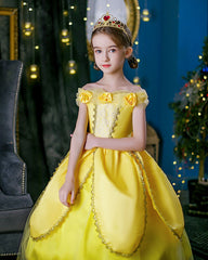 New Girl Costume Dresses Belle Princess Cosplay Lace Up Birthday Party Holiday Fancy