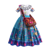 New Girl Costume Dresses Encanto Mirabel Lace Up Princess Cosplay Party Holiday Birthday Fancy