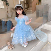 Frozen 2 Girl Princess Elsa Costume Dress With Cape For Birthday Holiday