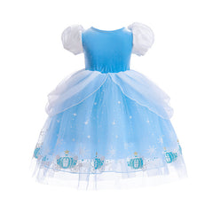 New Cinderella Princess Long Sleeve Girl Dress Costume Dresses For Cosplay Party Holiday Birthday Halloween