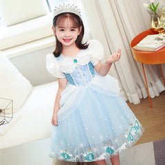New Cinderella Princess Long Sleeve Girl Dress Costume Dresses For Cosplay Party Holiday Birthday Halloween