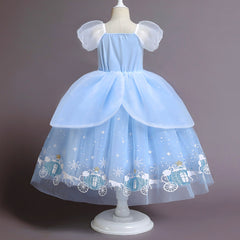 New Cinderella Princess Long Sleeve Girl Costume Dresses For Cosplay Party Holiday