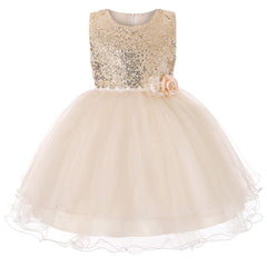 Flower Girl Dresses Sequin Princess Wedding Birthday Holiday Party Formal Graduation