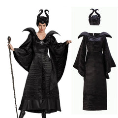 Women's Maleficent Wicked Witch Costume Dark Queen Halloween Dress For Adult