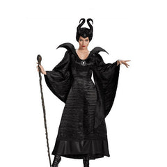 Women's Maleficent Wicked Witch Costume Dark Queen Halloween Dress For Adult