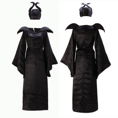 Women's Maleficent Wicked Witch Costume Dark Queen Halloween Dress For Adult