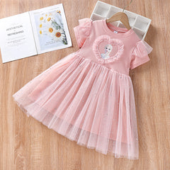 Elsa Bow New Girl Lace Dress Toddler Princess Costume For Casual Wear Holiday Birthday Party