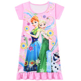 Frozen Elsa Olaf Anna Nightgown Flowers Pajama For Girls