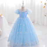 Frozen Princess New Elsa Costume Girl Dress With Cape For Holiday Cosplay Halloween Party