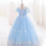 Frozen Princess New Elsa Costume Girl Dress With Cape For Holiday Cosplay Halloween Party