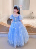 Frozen Princess New Elsa Costume Girl Dress With Cape For Holiday Cosplay Halloween Party