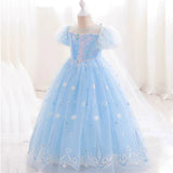 Frozen Princess New Elsa Costume Girl Dress With Cape For Holiday Cosplay Halloween Party