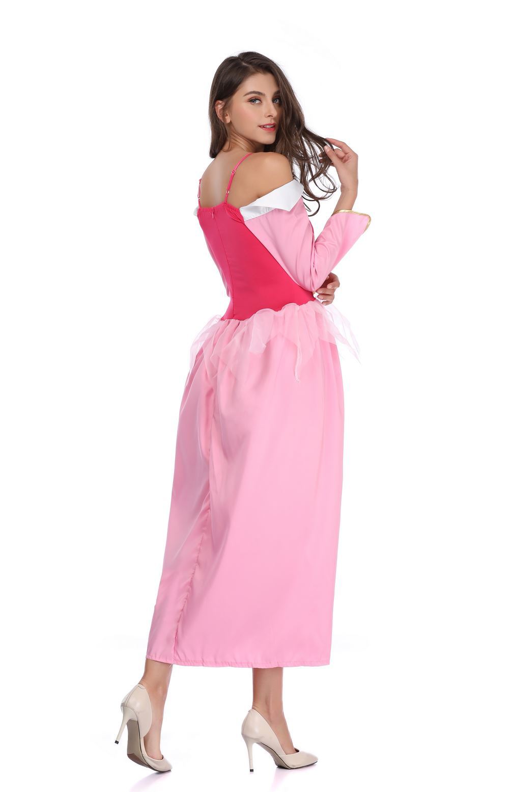 Princess Aurora Sleeping Beauty Costume Dress Off Shoulder Long Gown for Women