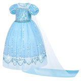 Frozen Princess New Elsa Girl Dress Costume With Cape For Cosplay Halloween Party
