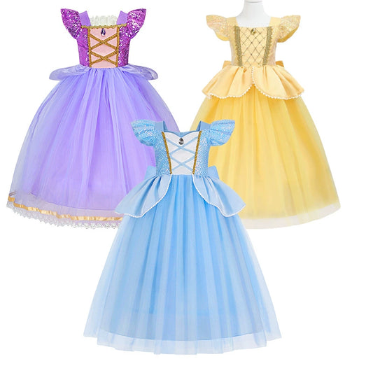 New Girl Princess Rapunzel Belle Cinderella Costume Dresses For Cosplay Halloween Party 800