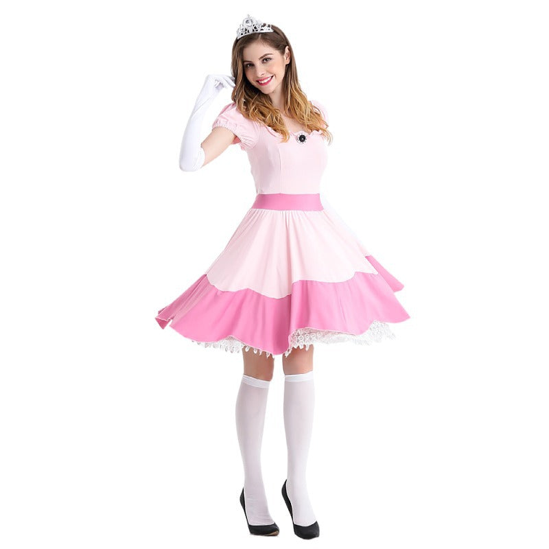 princess daisy dress adult Super Mario Princess Daisy Adult Costume Peach Bros Cosplay Dress Custom Made/