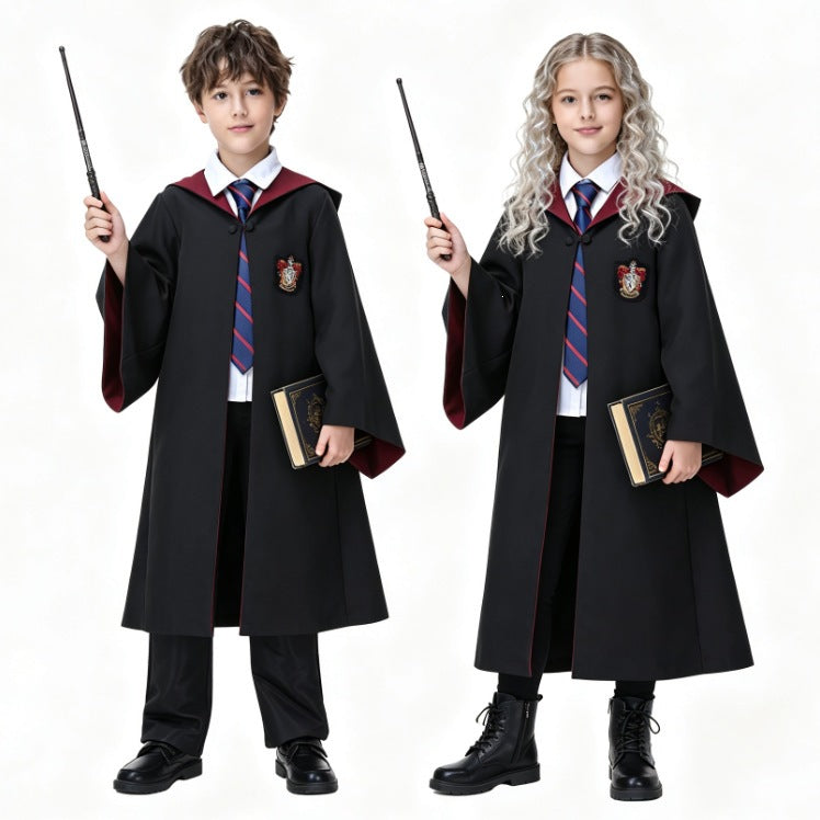 Wizard Magic Academy Cosplay Robe Cloak Costume for Adults and Kids