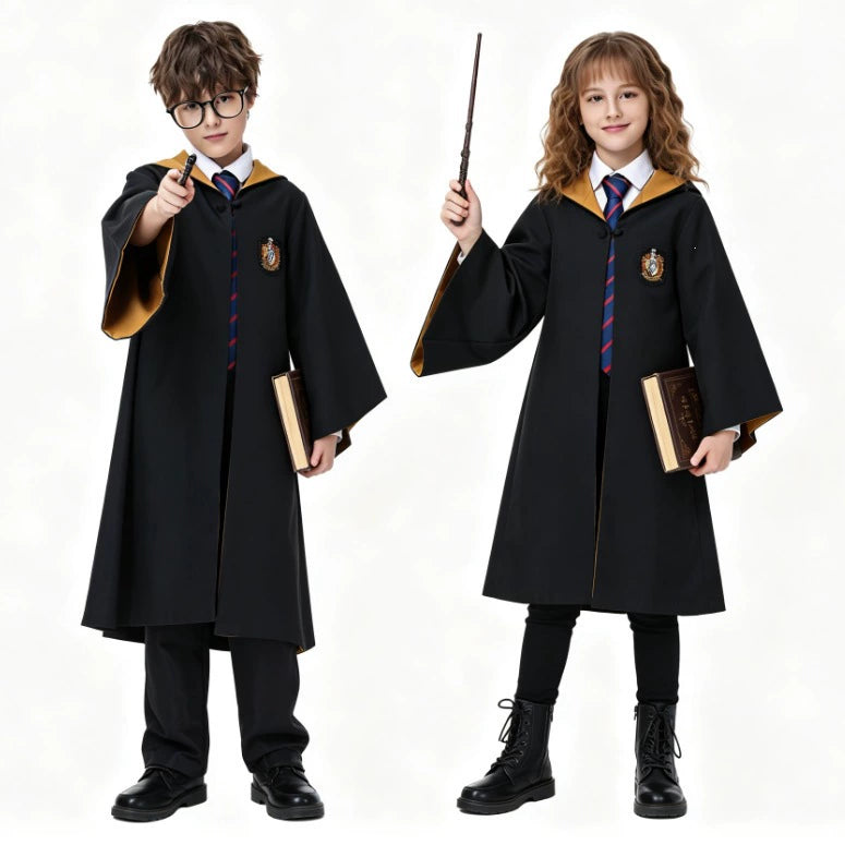 Wizard Magic Academy Cosplay Robe Cloak Costume for Adults and Kids