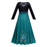Frozen 2 Anna Costume Set Girl Dress Cape Cosplay Party Holiday Halloween