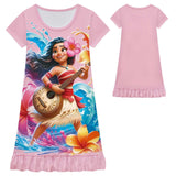 Moana 2 Waves Nightgown Flowers Sleeping Dress Nightdress Pajamas For Girls