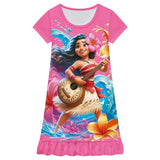 Moana 2 Waves Nightgown Flowers Sleeping Dress Nightdress Pajamas For Girls