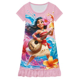 Moana 2 Waves Nightgown Flowers Sleeping Dress Nightdress Pajamas For Girls