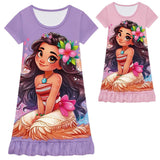 Moana 2 Nightgown Girl Dress Flowers Pajamas For Girls