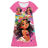 Moana 2 Nightgown Flowers Sleeping Dress Nightdress Pajamas For Girls