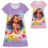 Moana 2 Nightgown Girl Sleeping Dress Flowers Pajamas For Girls